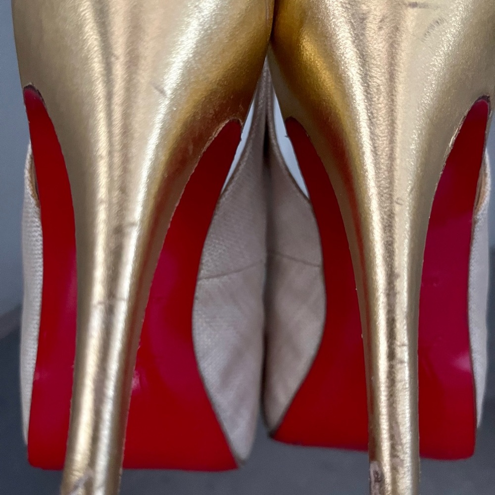 Red Sole Creme Sling Back Heels Size 36.5 (Us 6.5)